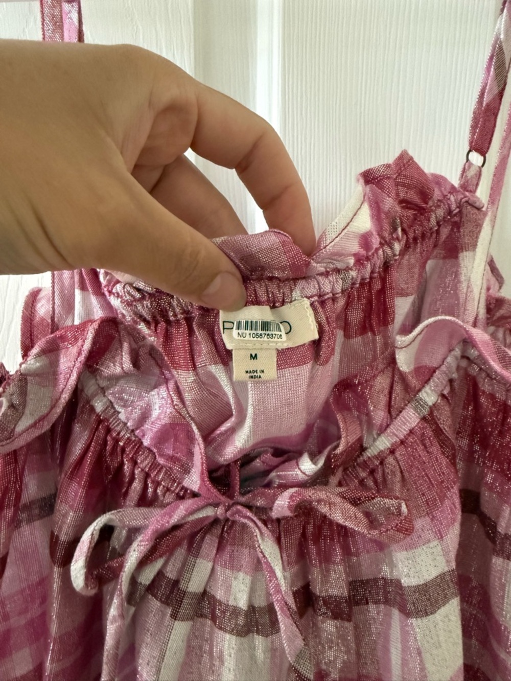 Pilcro Pink Plaid Spaghetti Strap Tank Top - Picture 3 of 5